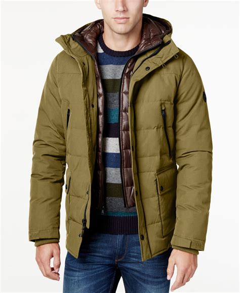 michael michael kors men's hooded puffer coat with attached bib|Michael Kors Lightweight Hooded Puffer Jacket .